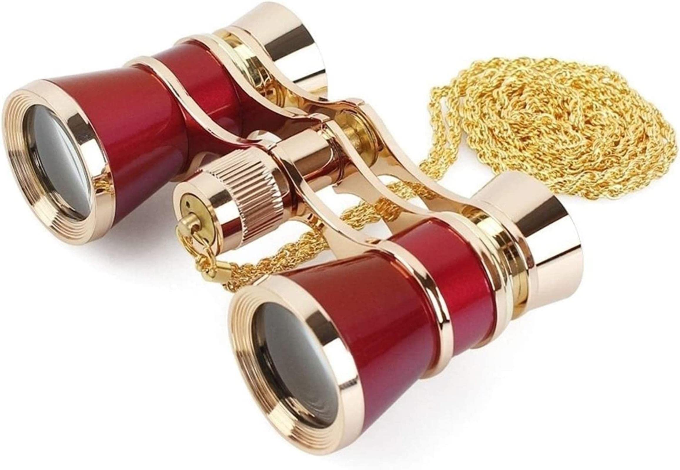 Hochleistungs-Fernglas, Monokular-Teleskop, 3 x 25, faltbar, Opernglas, Fernglas, Metallgehäuse mit Kette, optische Linse, Theater-Teleskop für Damen