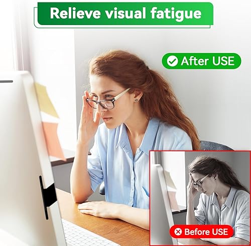 Miniatura 2 de [Paquete de 2] Protector de pantalla magnético colgante de 27 pulgadas para computadora anti luz azul para monitor de pantalla ancha de relación de