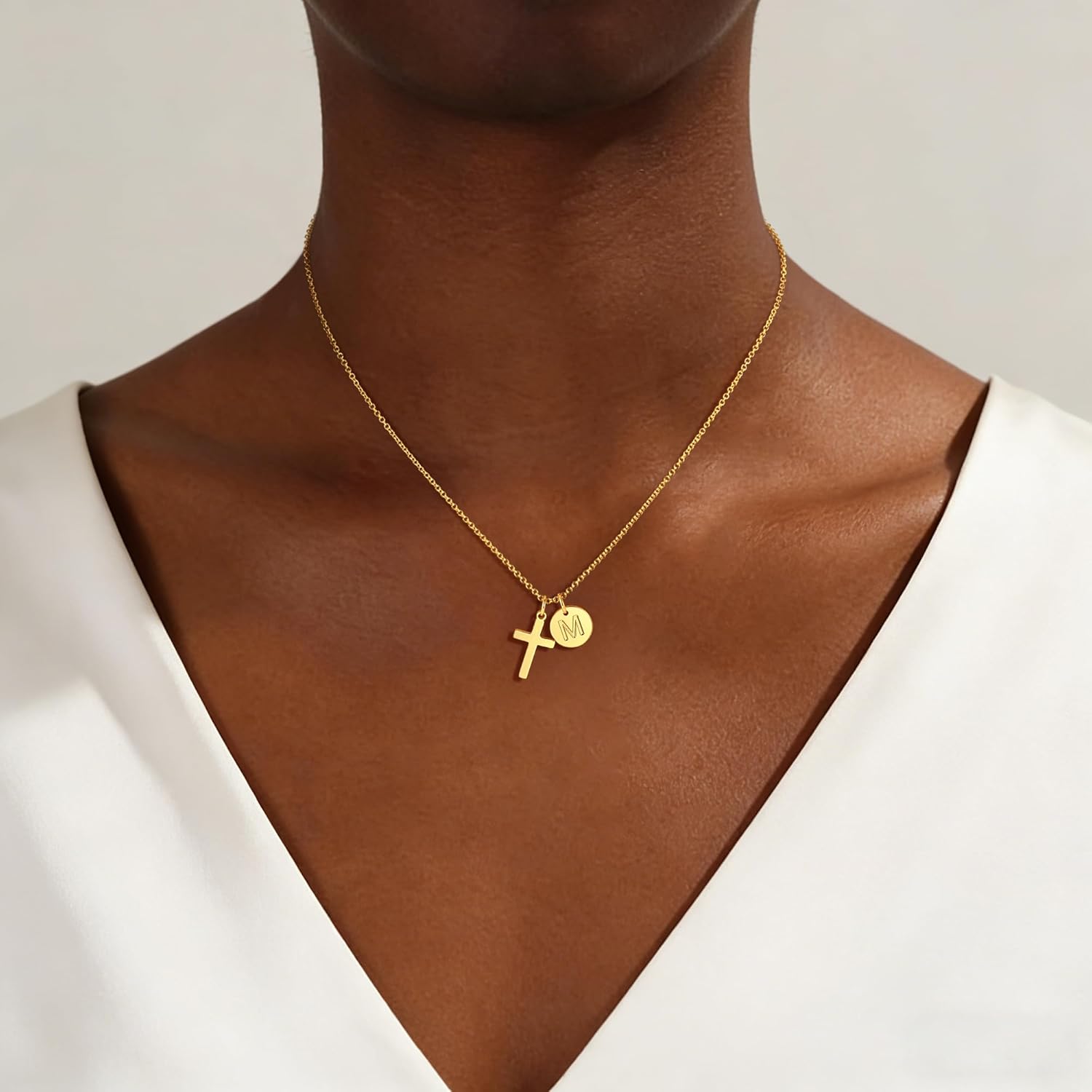 Cross Initial Necklace for Girls Kids Women - 14K Gold Plated Cross Disc Initial Letter Necklace Teen Girls Gifts Trendy Stuff Christian Birthday Gifts for 5 6 7 8 9 10 Years Old Kids Jewelry - Image 2