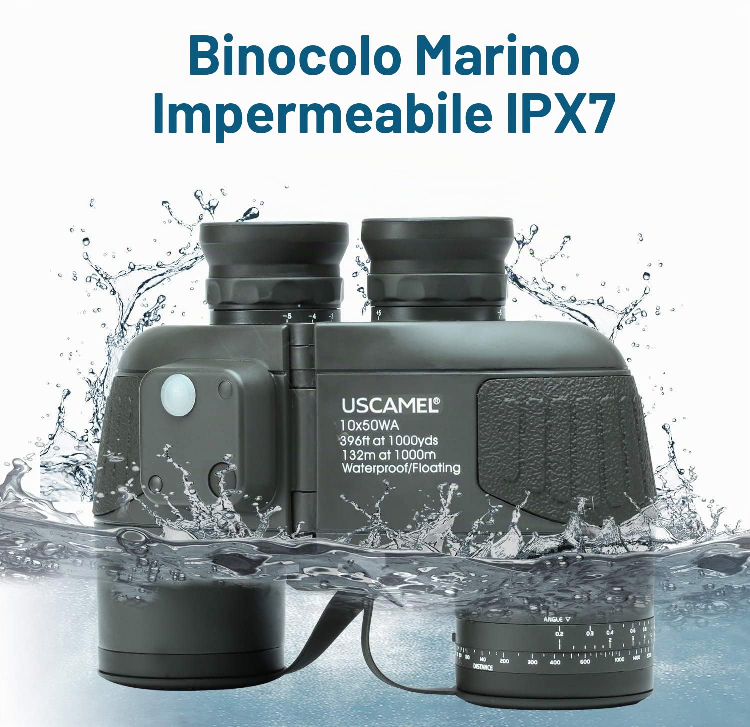 USCAMEL 10X50 Binocolo Marino per Adulti con Telemetro Bussola, Binocolo Marino per Adulti per Vela Nautica