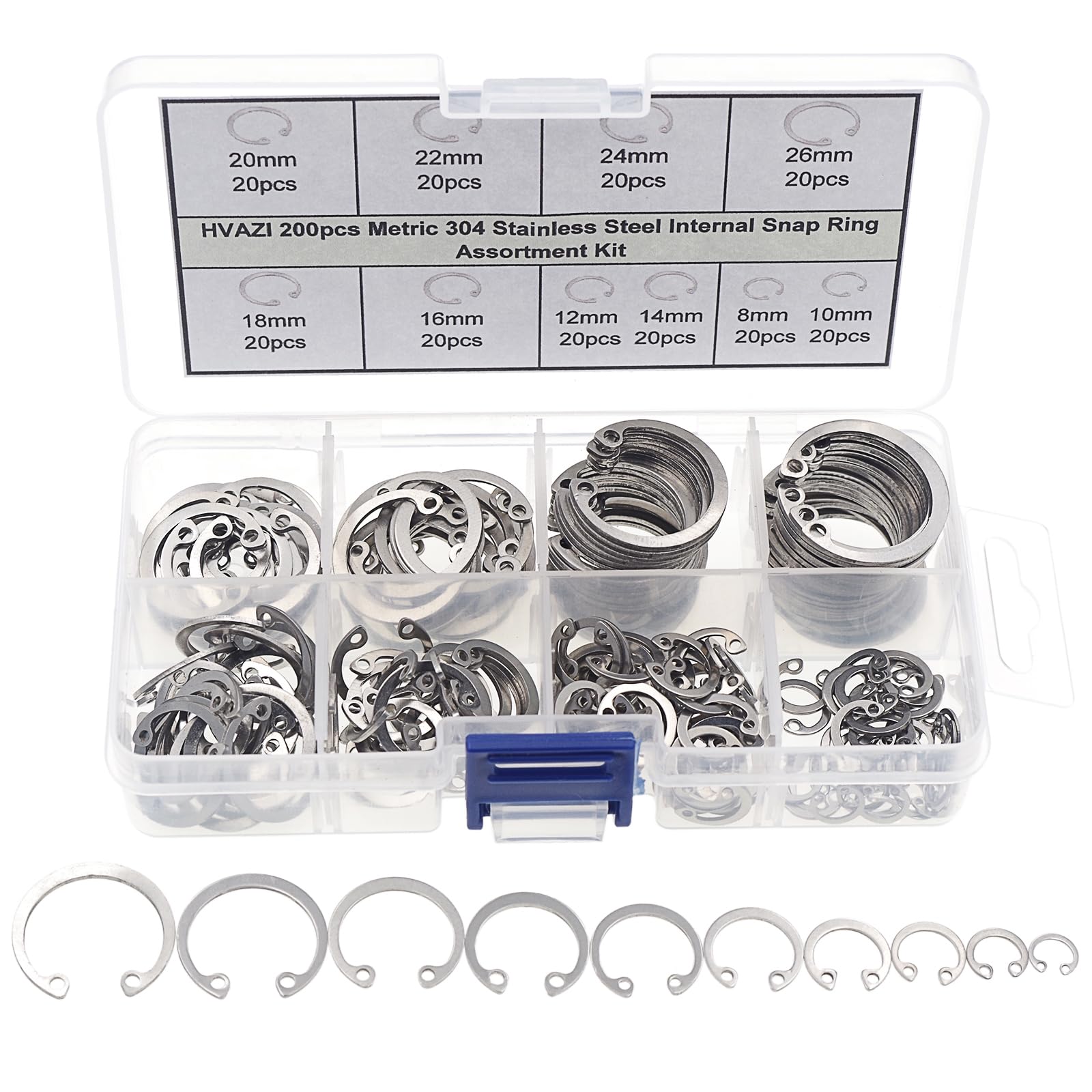 Stainless Steel Retaining Rings - 200 PCS Kit -1
