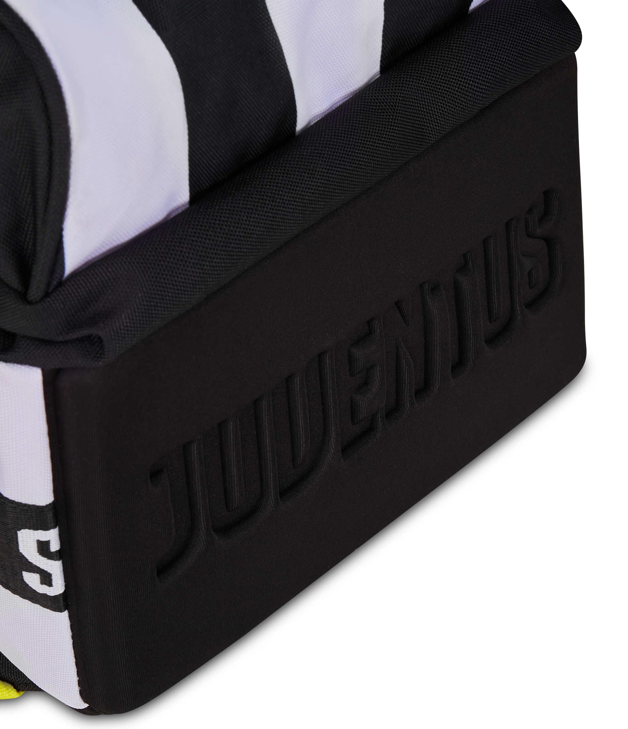 Seven Juventus Zaino Doppio Scomparto Estensibile, Bianco e Nero, Maxi Capienza, Schienale Preformato, Bambino, Scuola Elementare, Calcio