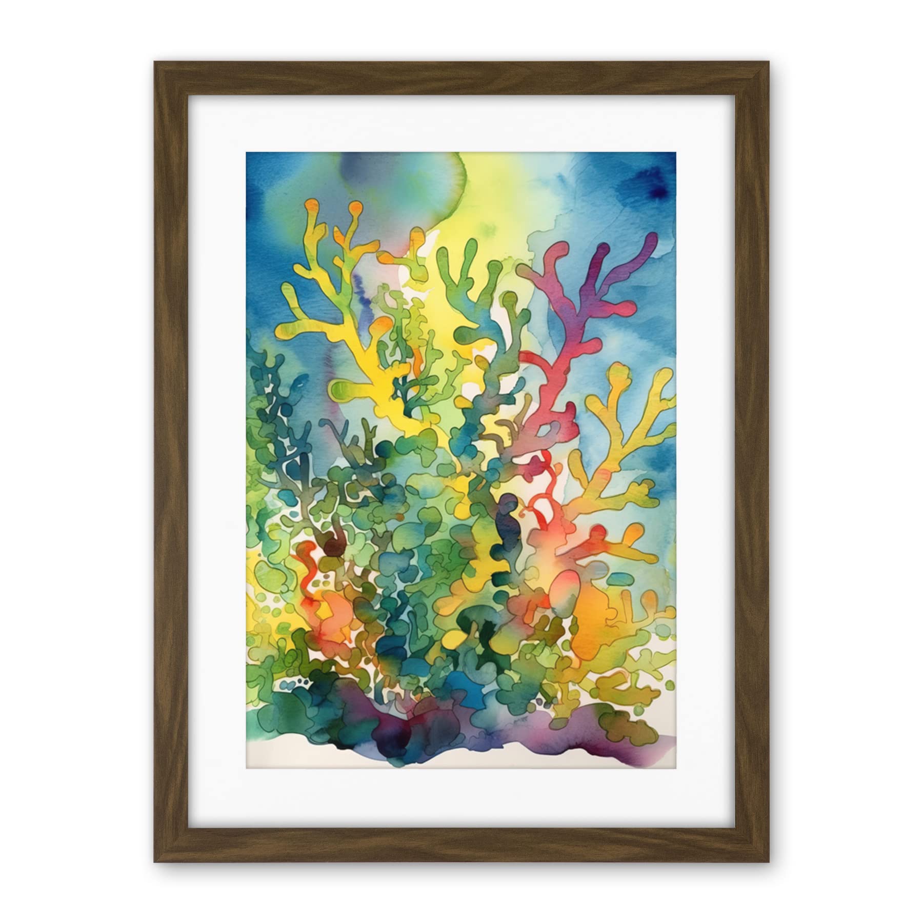 Artery8 Staghorn Coral Reef Folk Art Artwork Framed Wall Art Print 18X24 Inch