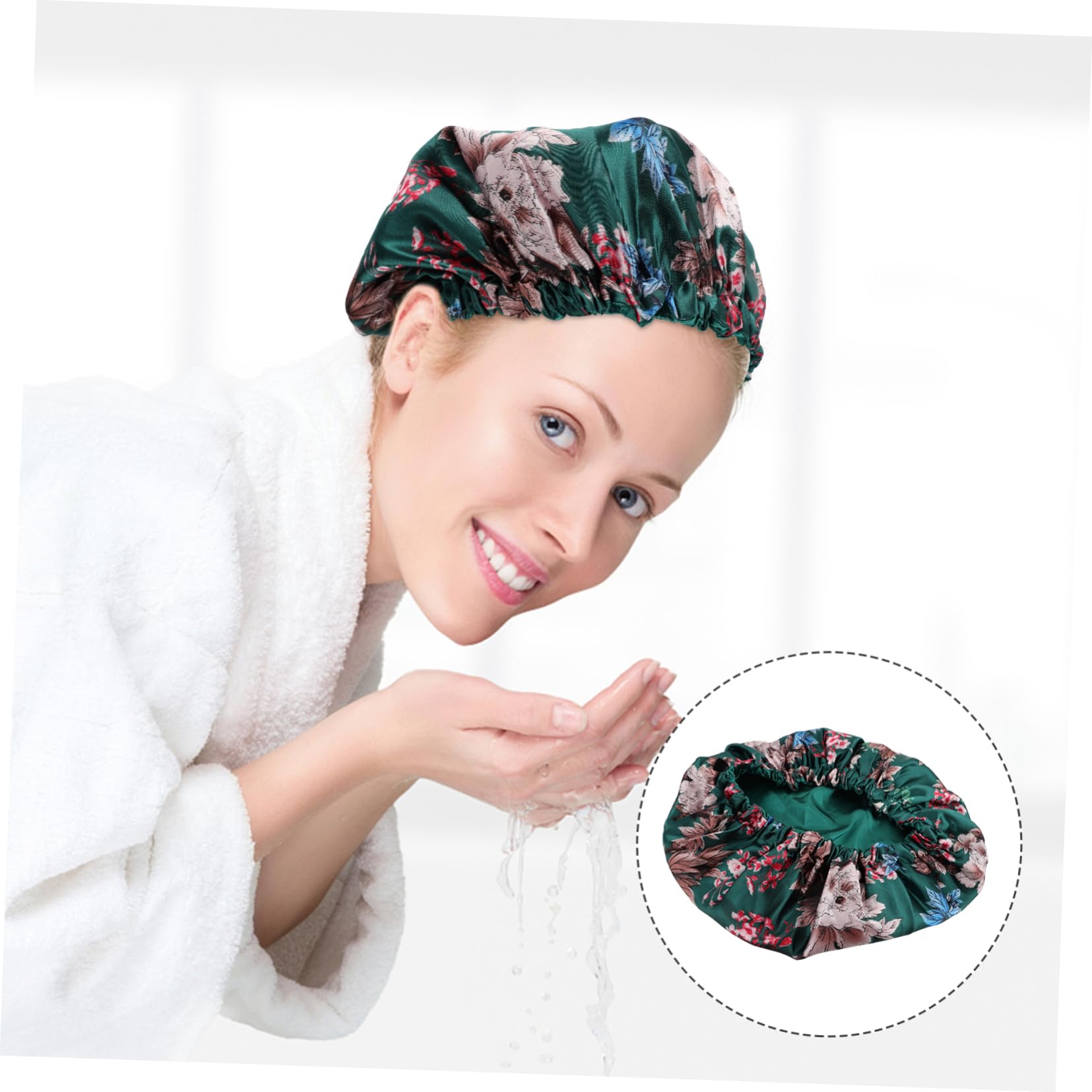 FRCOLOR 5stücke Damen Duschhaube Wasserdichte Satin Duschmütze Elastische Badekappe Für Haarpflege Multifunktional Für Zuhause Reisen Und Spa Peoniengrün Robust Und Langlebig