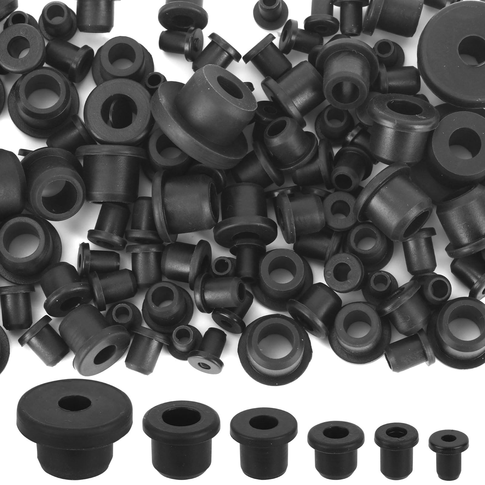 115pz Passacavi Gomma Siliconica Tipo T, 6 Misure Kit di Occhielli in Silicone Riutilizzabili a T per Protezione Cavi Sistemi di Irrigazione Attrezzature per Ricambi Automobilistici