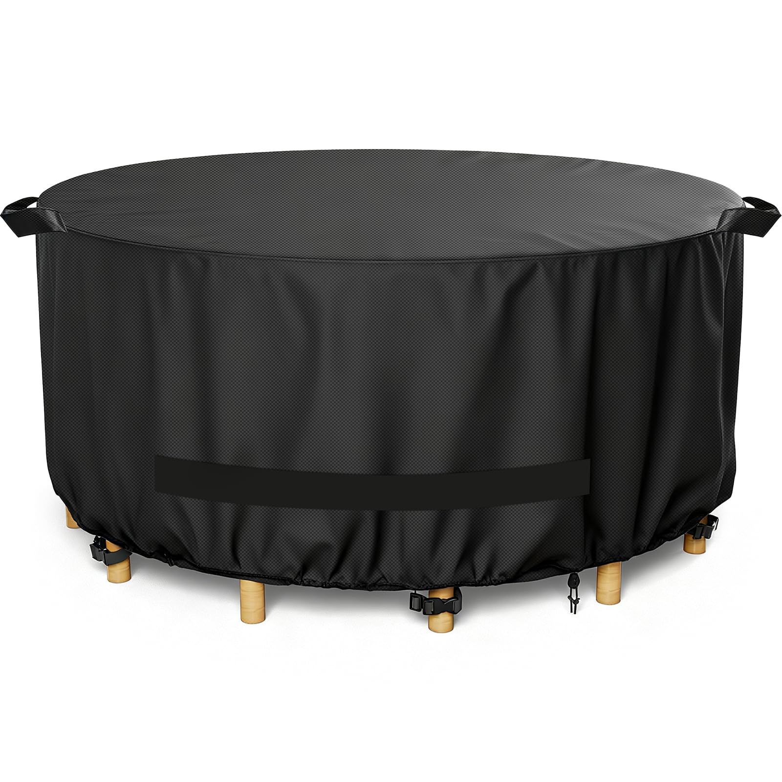 Photo 1 of LBTING Round Patio Furniture Cover, Outdoor Table Chair Set Covers 48Dia x 28H Inches, 420D Waterproof Windproof Dust-proof UV-Resistant Furniture Cover - Black
