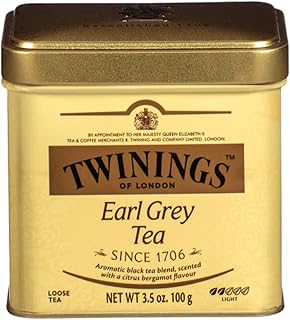 Twinings Earl Grey Loose Black Tea Tins, 3.53 Ounce Tins (Pack of 6), Flavoured with Citrus and Bergamot, Caffeinated, Enjoy Hot or Iced