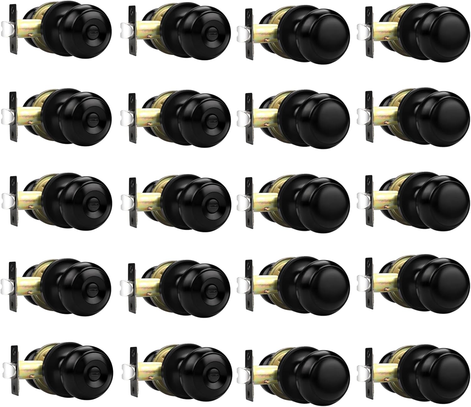 Probrico (10 Pack Privacy Door Knobs and (10 Pack) Passage Door Knobs Bundle, Interior Door Knob Set, Matte Black Finish