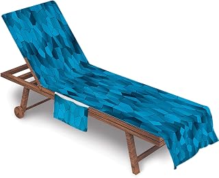 FANSU Sun Lounger Towels with Pockets, 3D Print Beach Towel Chair Cover Sunbed Lounger Cover for Beach Garden Vacation Outdoor Indoors (Blue shard,75x210cm)