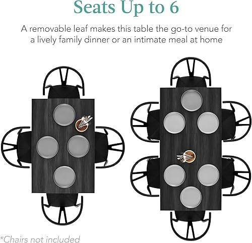 Miniatura 4 de Best Choice Products Mesa de comedor extensible de 47 a 63 pulgadas, moderna mesa de cocina expandible grande hasta 6 personas con extensión de
