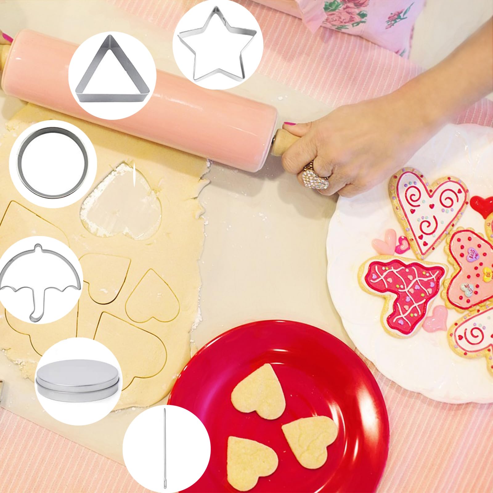 Kit Stampi In Acciaio Inox Per Caramelle Coreane (gioco Del Calamaro) Forme Ombrello, Triangolo, Stella, Cerchio Con Ago