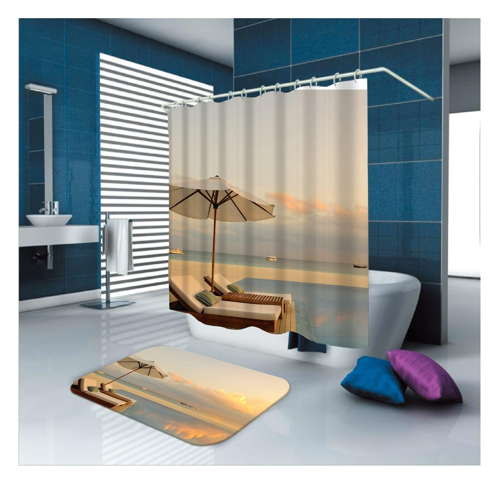 Rideau de douche 150 x 200 pour une ambiance plage et été