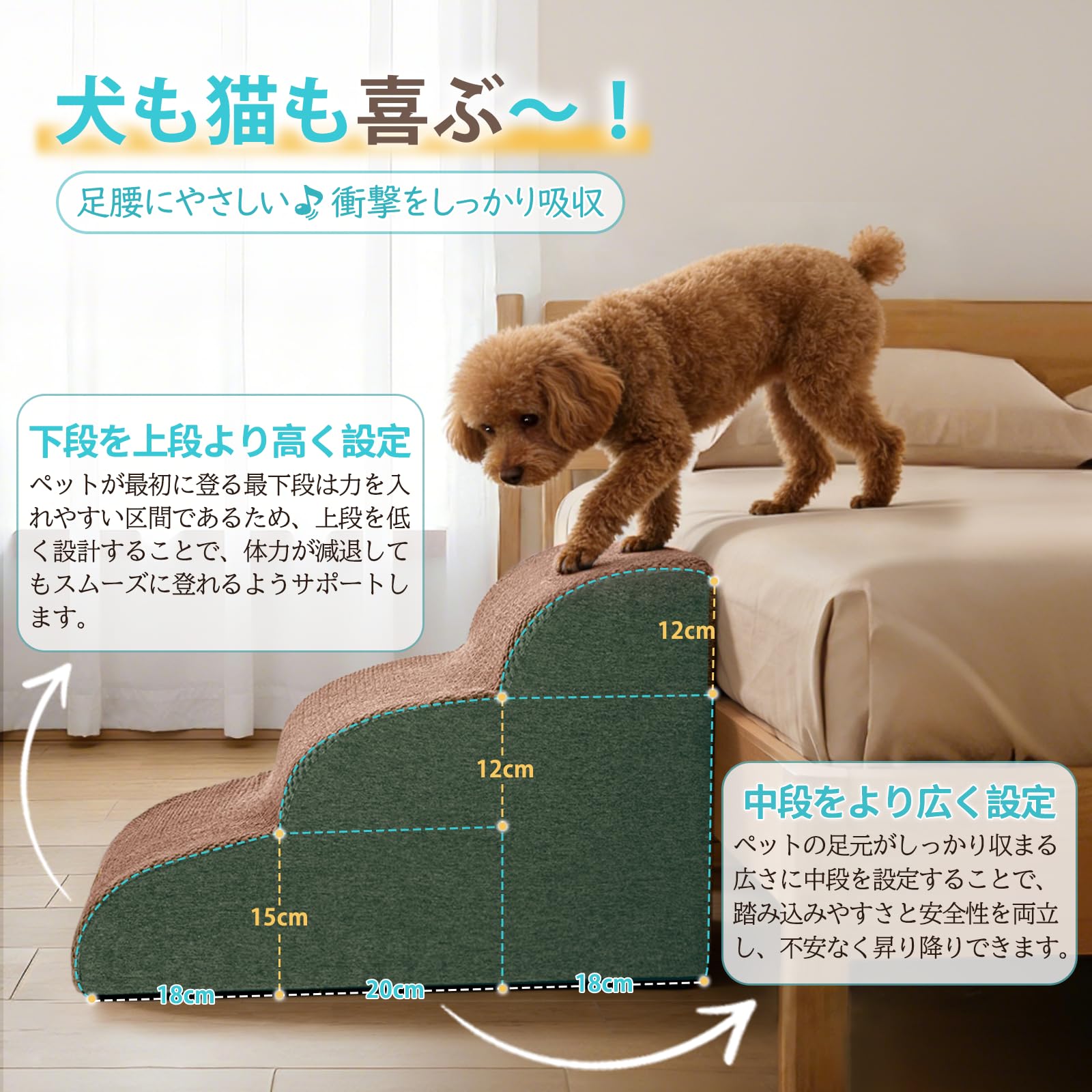 Amazon | KYAKO 犬 階段 犬 ステップ 高さ40CM ペット 階段 犬