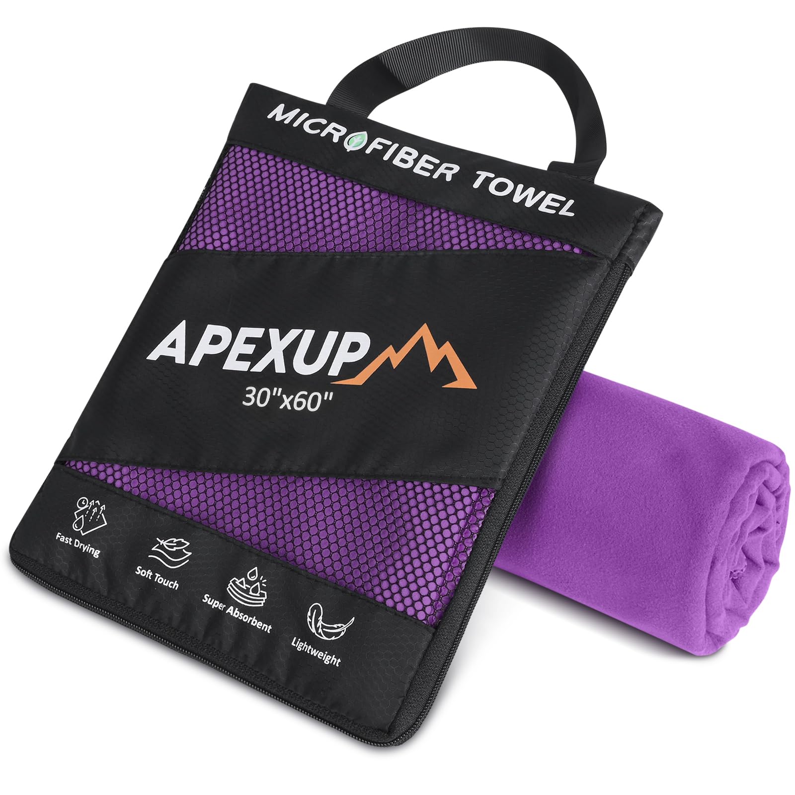 APEXUP Microfiber Travel Towel, Ultra Absorbent Quick Dry Towels, Lightweight Gym Sports Camping Towel for Workout, Yoga, Beach, Shower, Swimming (60"