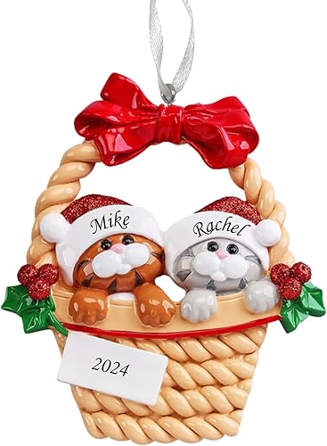 Miniatura 18 de Adorno personalizado para árbol de Navidad de pareja erizo 2024, adorno artesanal personalizado, adorno familiar, personalización gratuita