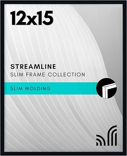 Americanflat 12x15 Picture Frame with Polished Plexiglass - Streamline Collection - Thin Border Picture Frame for Wall Display - Hanging Hardware Included - Black