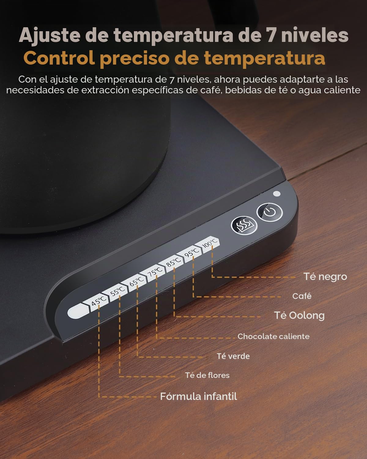 Hervidores eléctricos – Hervidor eléctrico de cuello de cisne con control de temperatura de 7 niveles, interior de acero inoxidable de 1 litro, calentamiento rápido de 1000 vatios