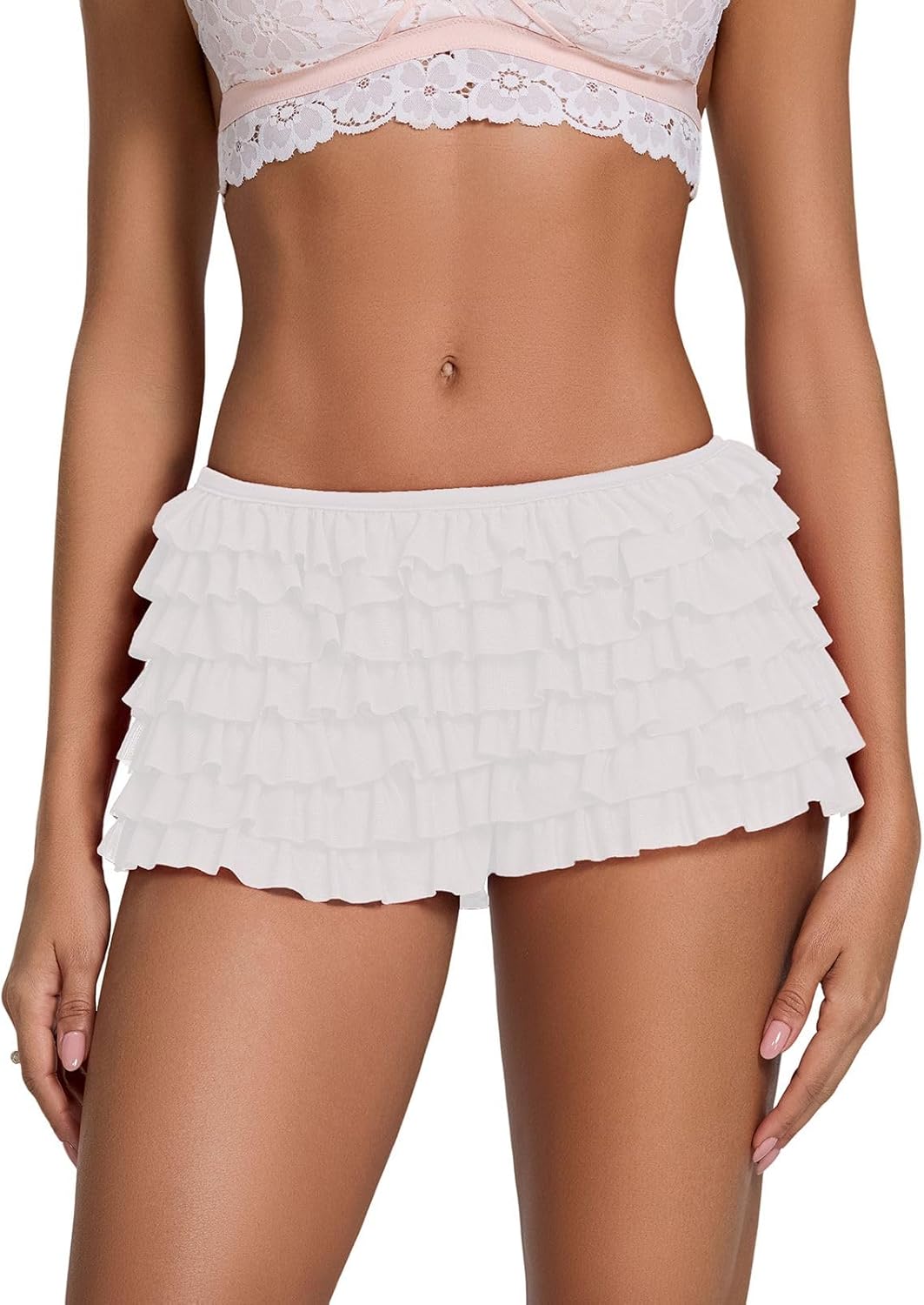 LILTWIST Women Y2k Lace Layered Ruffle Bloomers Shorts Trendy Micro Mini Frilly Puffy Shorts Fairy Lolita Low Rise Pettipants - Image 2