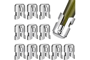 Tessco 12 Pcs Wine Bottle Corker Stainless Steel Reusable Bottle Sealer Champagne Stopper