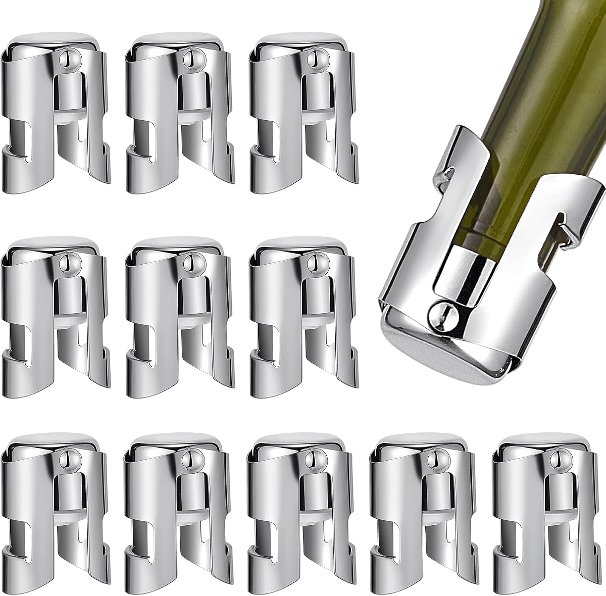 Tessco for You 12 Pcs Stainless Steel Champagne Stoppers Bulk,Silver