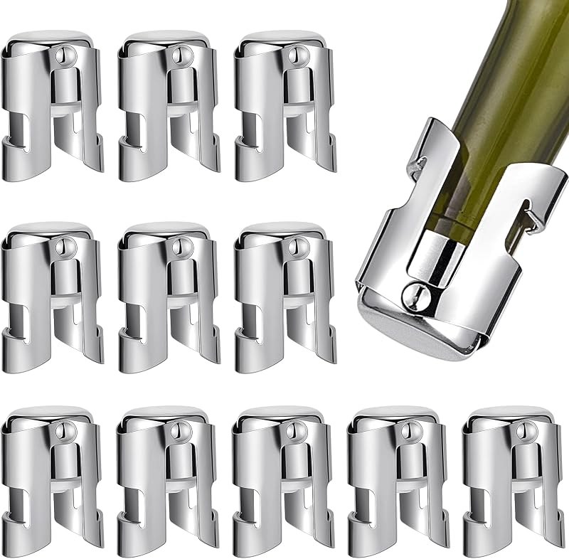 Tessco for You 12 Pcs Stainless Steel Champagne Stoppers Bulk,Silver