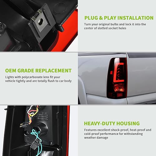 Miniatura 5 de AUTOSAVER88 Conjunto de luz trasera LED compatible con Chevy Silverado 15001500HD25002500HD, Silverado 3500 2004-2006, Silverado 3500 2004-2006,
