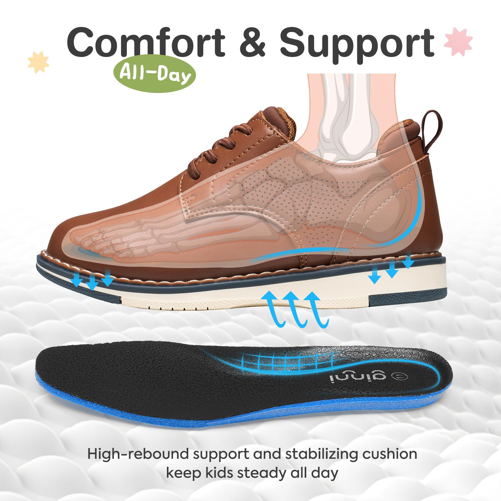 GINNI Boys Dress Shoes Slip On Casual Oxford Sneakers Comfort Wedding Church Formal Uniform Shoes for Toddler/Little/Big Kid — view 5