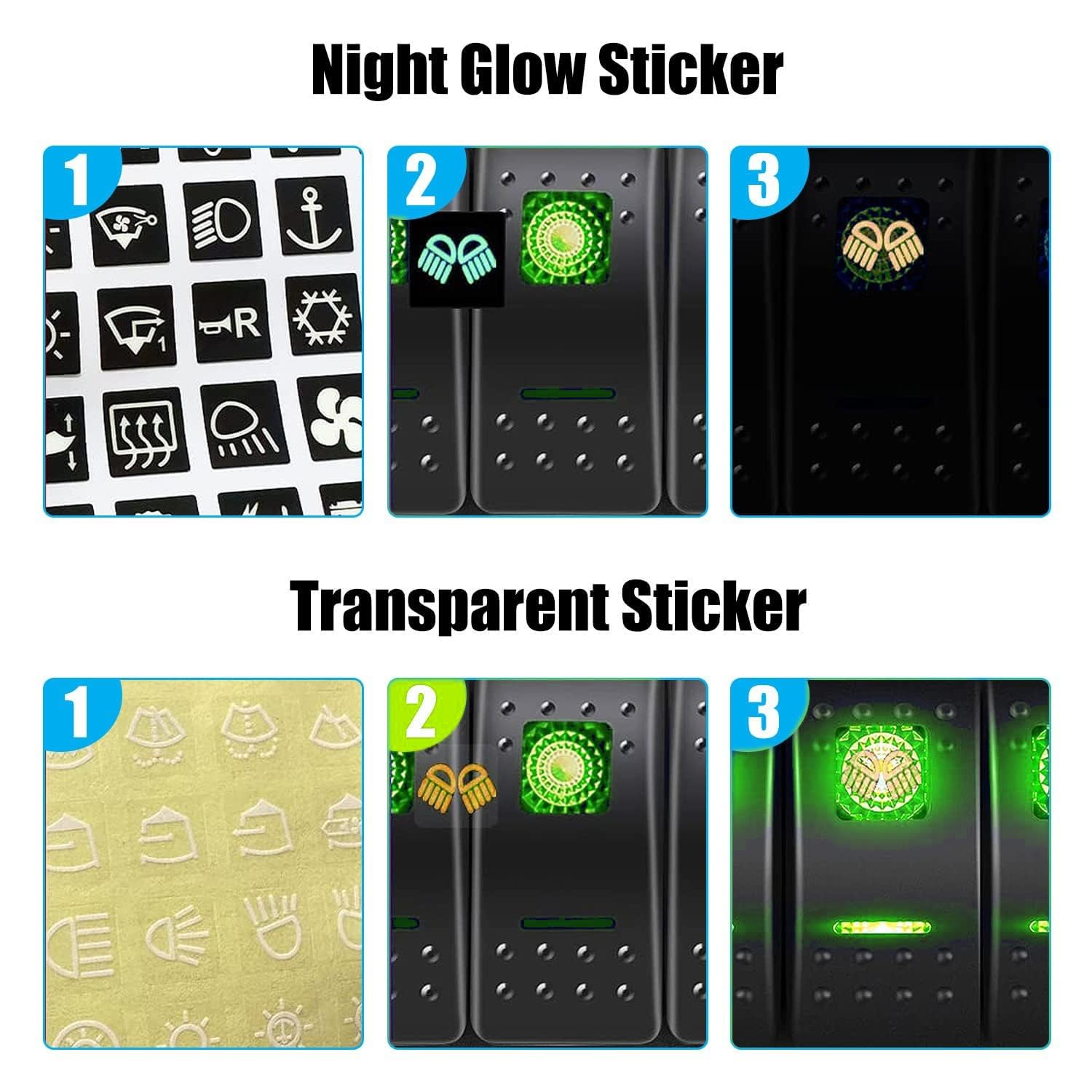 Generic 4 Gang Marine Boat Waterproof Rocker Switch Aluminum Panel with LED Digital Voltmeter Dual USB Car Socket DC 12V 24V ON Off Rocker Light Switch 5 Pin (Green), AS-4+4+3