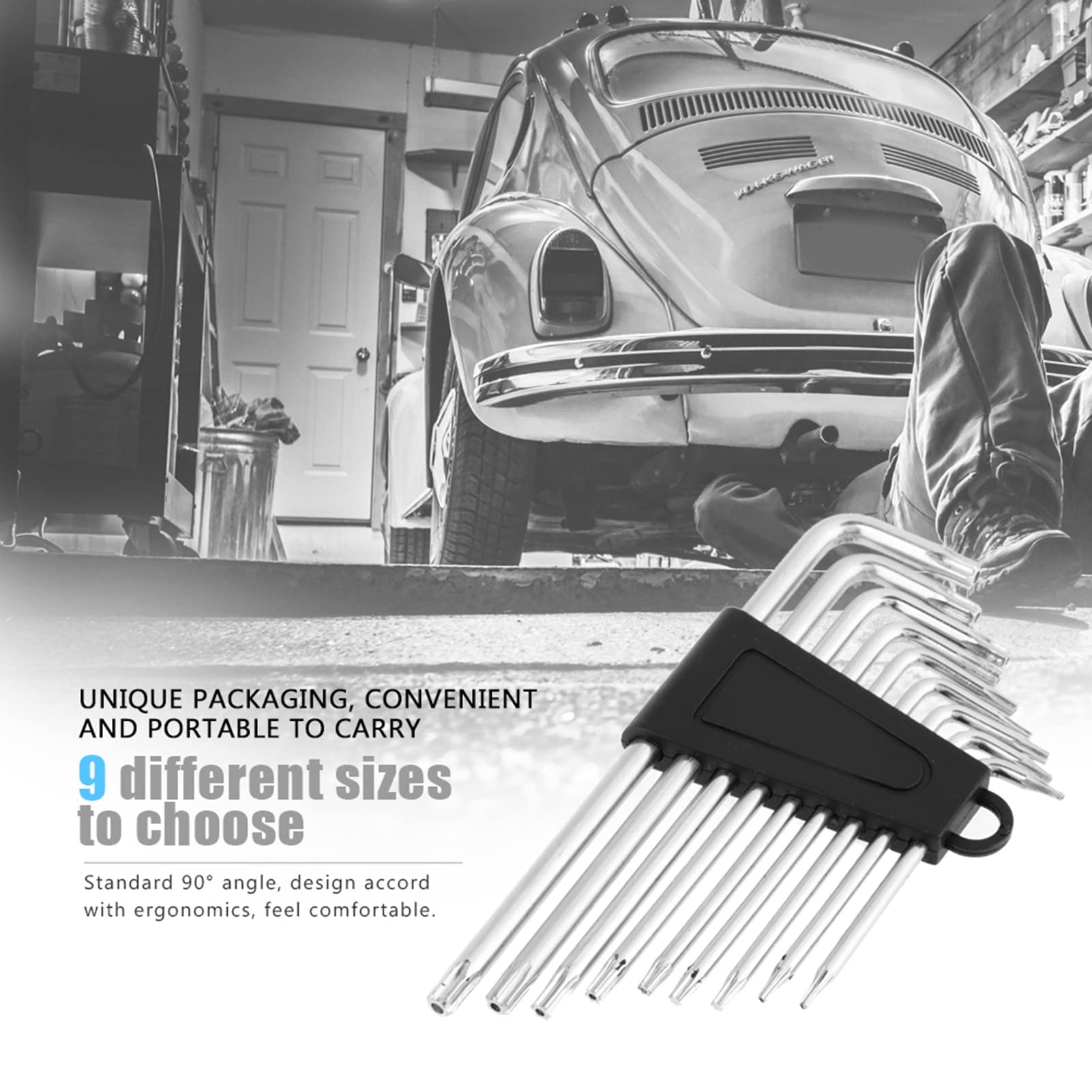 Ejoyous Set di Chiavi a Brugola Torx, 9 Pezzi, Chiave di Sicurezza a Stella a Forma di L, T6 T7 T8 T9 T10 T15 T20 T25 T27