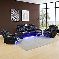 Vista 31 de Sofá reclinable individual eléctrico para muebles de sala de estar, silla reclinable de cuero con luces LED, puertos USB, almacenamiento oculto