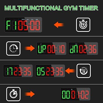 PELLOR Gym Timer Clock Green Red, Countdown, 3
