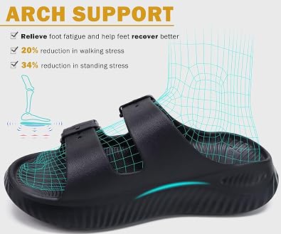 KuaiLu Women's Ortho‑Sandals Arch Support Sliders for Plantar Fasciitis