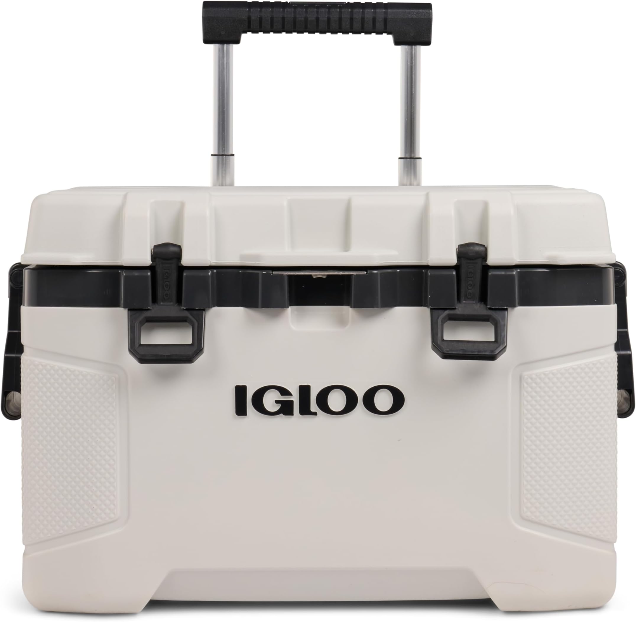 Igloo Trailmate 52 Qt Roller Cooler, Bone | Insulated Ice Chest, Holds 80 Cans, 1.5-Inch Foam Walls and Lid, Telescoping Handle and Wheels, Sure-Lock Latches