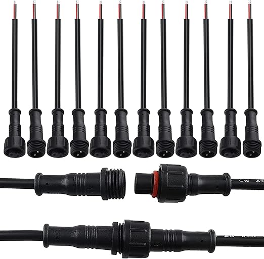 10 Connecteurs électriques 2 Voies étanches Avec Fils - Pour Auto, Moto, Camping-car