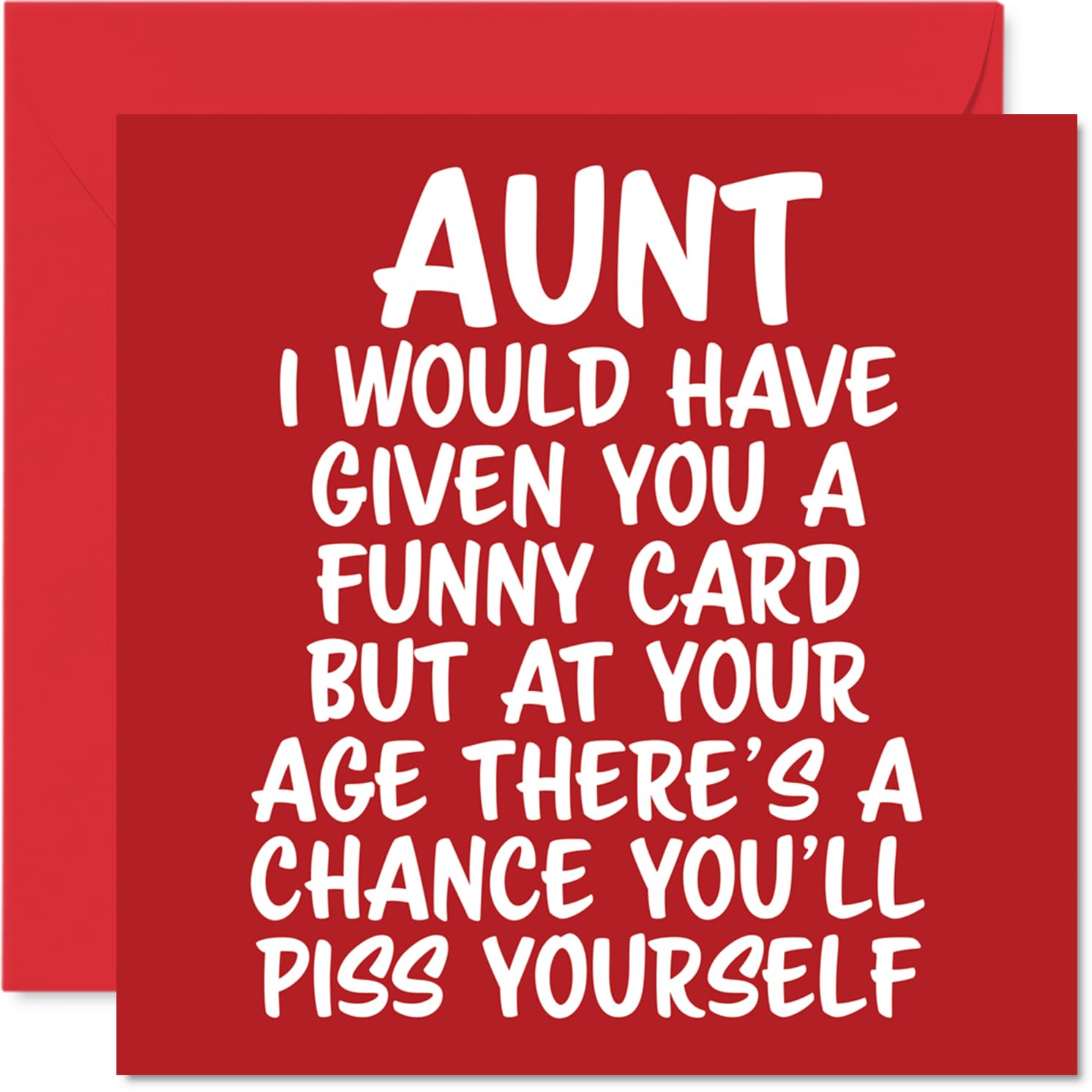 Rude Aunt Birthday Card - P*ss Yourself - Funny Happy Birthday Card for Aunt from Nephew Niece, 145mm Joke Humour Bday Greeting Cards