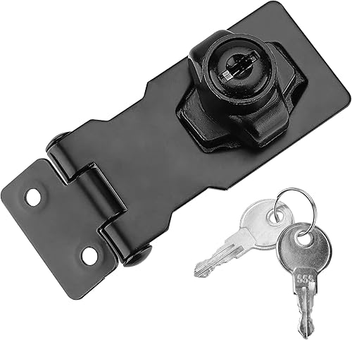 Miniatura 4 de 5 cerraduras de cerrojo con llave de 2.5 pulgadas, perilla giratoria con llave con llaves y tornillos, pestillos de seguridad de metal para puertas