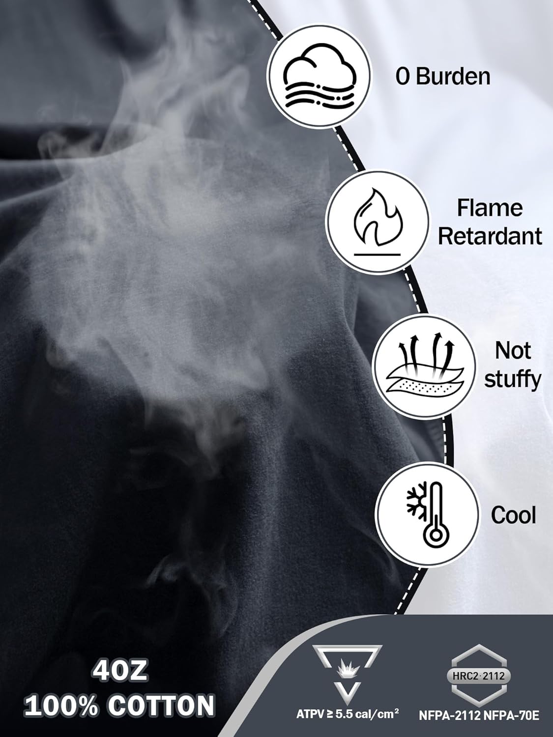 FR Shirts for Men 4oz Lightweight Fire Resistant Shirts for Men Long Sleeve Welding Shirt CAT1 - Image 5