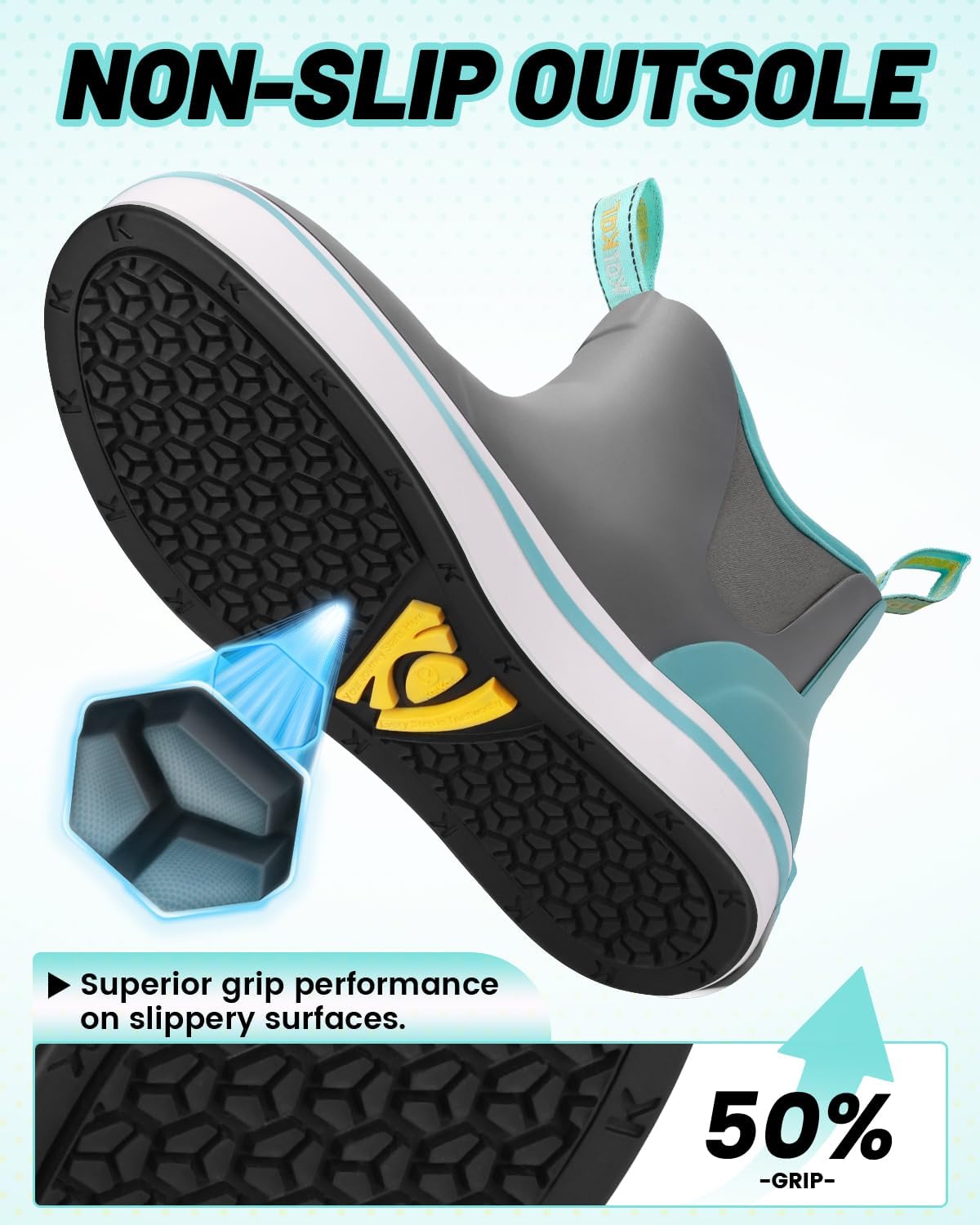 Kalkal 【2026 Upgraded Women's Deck Boots, Waterproof Fishing Ankle Rain Boots with Upgraded Anti-Slip Outsole, Breathable Lightweight Garden Rubber Boots for Sailing - Image 4