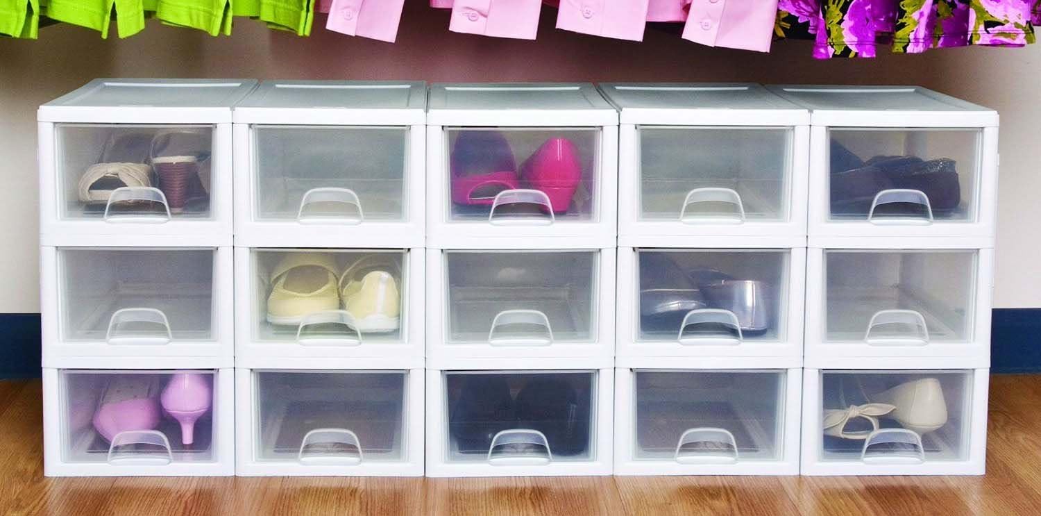 Sterilite 20518006 6 Quart/5.7 Liter Stacking Drawer, White Frame with Clear Drawer,(pack of 6)