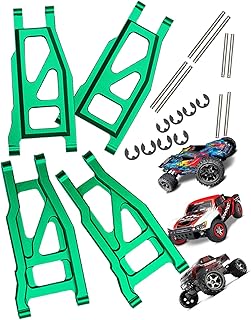 Rcarmumb Alloy Front Rear Suspension Arm Upgrades for 1/10 Traxxas Slash 4x4 VXL,Stampede 4X4 VXL,Rustler 4X4 VXL,Hoss 4X4 VXL,Alloy Front Rear Suspension A Arms Hops Ups,Green