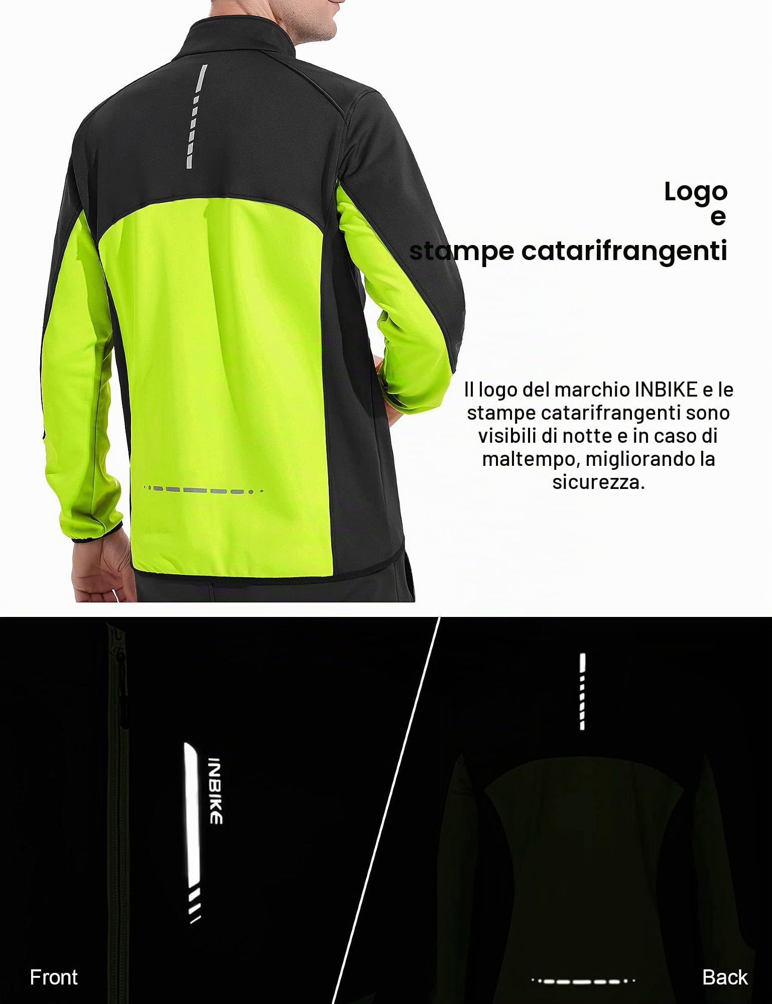 INBIKE Giacca Antivento Ciclismo Uomo Giacche Ciclismo Invernale Impermeabile Bici Trekking Running Softshell Antipioggia Bicicletta Verde S