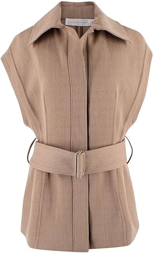 Victoria Beckham Chaleco beige entallado con cinturón de segunda mano