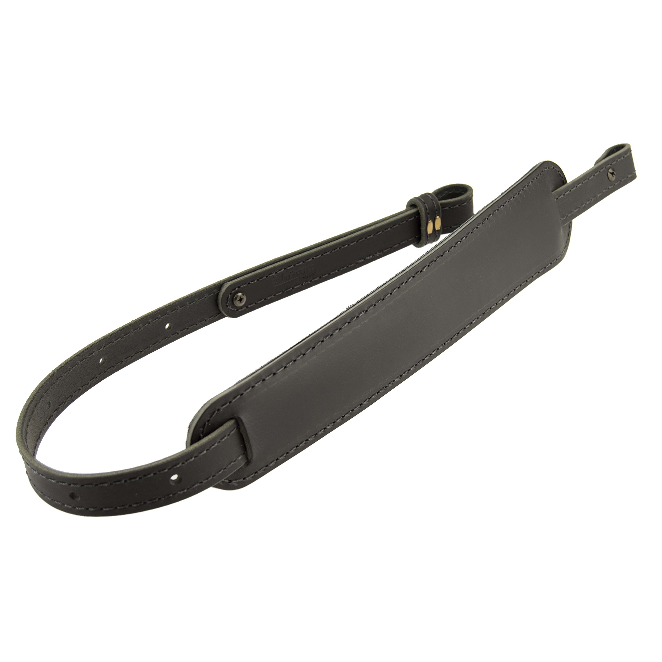 BF500 Buffalo Leather Padded Rifle Gun Sling, Crazy Horse/Brown Stitched, Black, Amish Handmade