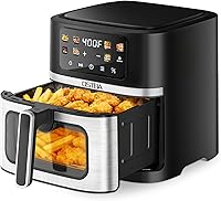 Vista 8 de OSTBA Freidora de aire de 4.5 cuartos de galón con pantalla táctil LED de vidrio templado, 6 ajustes preestablecidos de cocción con un solo toque