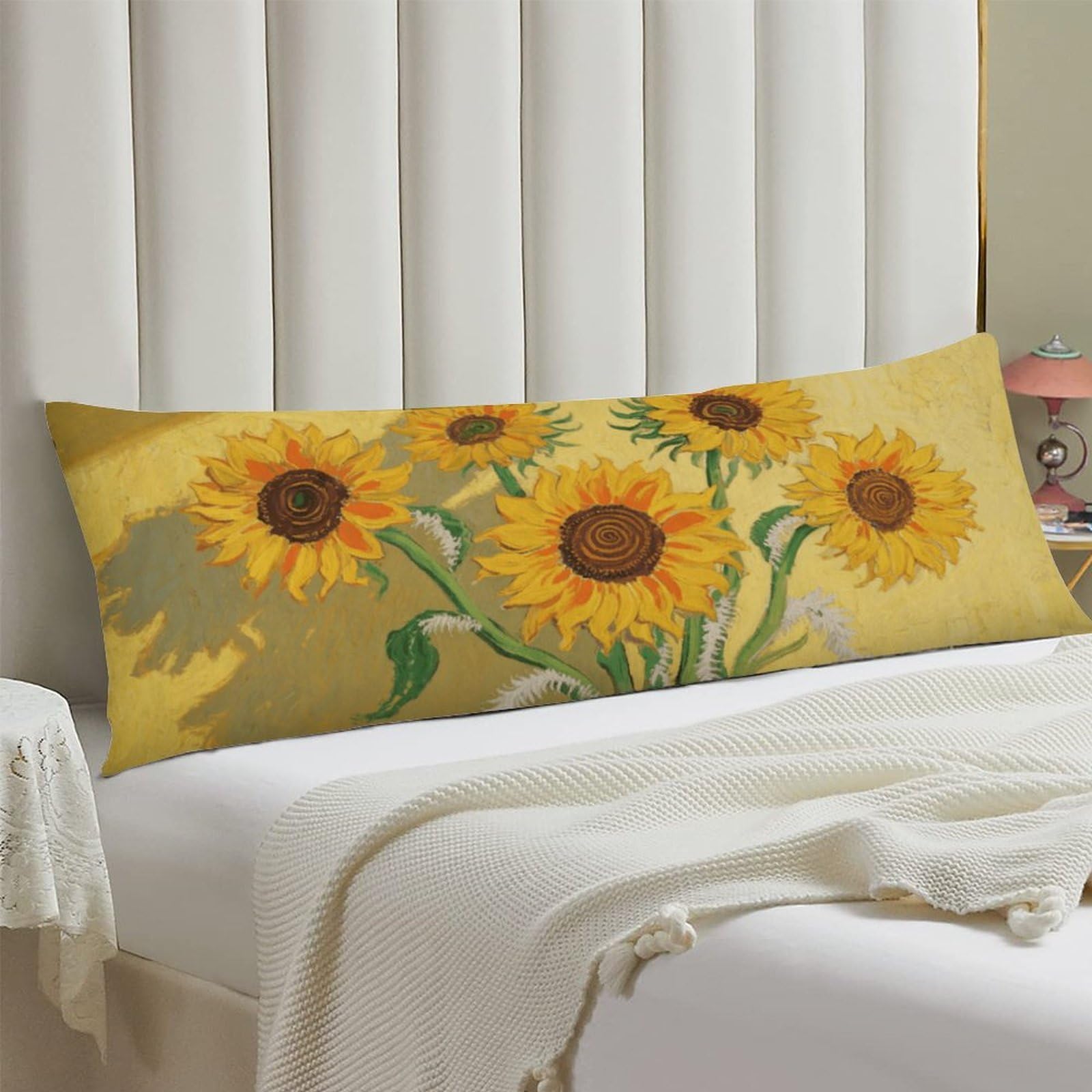 Body Pillow Cover 20x54 Long Pillow Case with Invisible Zipper Breathable Microfiber Sunflower Pillowcase Soft Cozy Protector for Bedroom Couch Sofa Bed Home Decor All Seasons