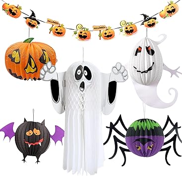 Amazon Gokei ハロウィン 飾り 3d 提灯 紙製 6点セット 折りたたみ おばけ かぼちゃ ゴースト 幽霊 クモ ランタン ガーランド 壁掛け Halloween ハロウィングッズ 装飾 ハロウィーン バナー店舗装飾 吊り下げ A ハロウィーン飾り おもちゃ