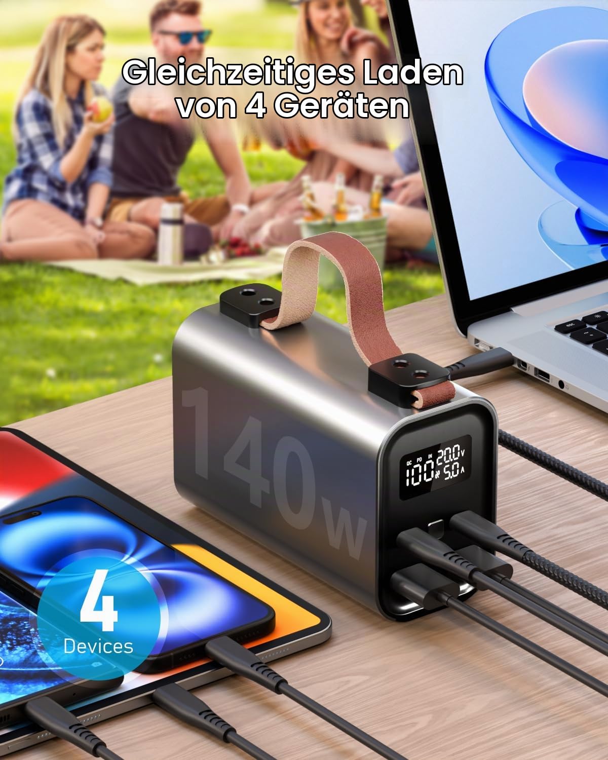 50000mAh 140W Power Bank USB C PD3.1 QC4.0 Schnelles Aufladen,Große Kapazität Externer Handyakku mit LED Display,4 Ports Tragbares Ladegerät für Tablet Camping Phones