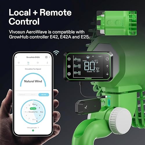 Miniatura 5 de VIVOSUN AeroWave E6 Grow Tent Fan 6”, EC Motor, Smart Wifi Control, US Patented Auto Oscillating Clip fan, Weatherproof IP-54, Strong Airflow but
