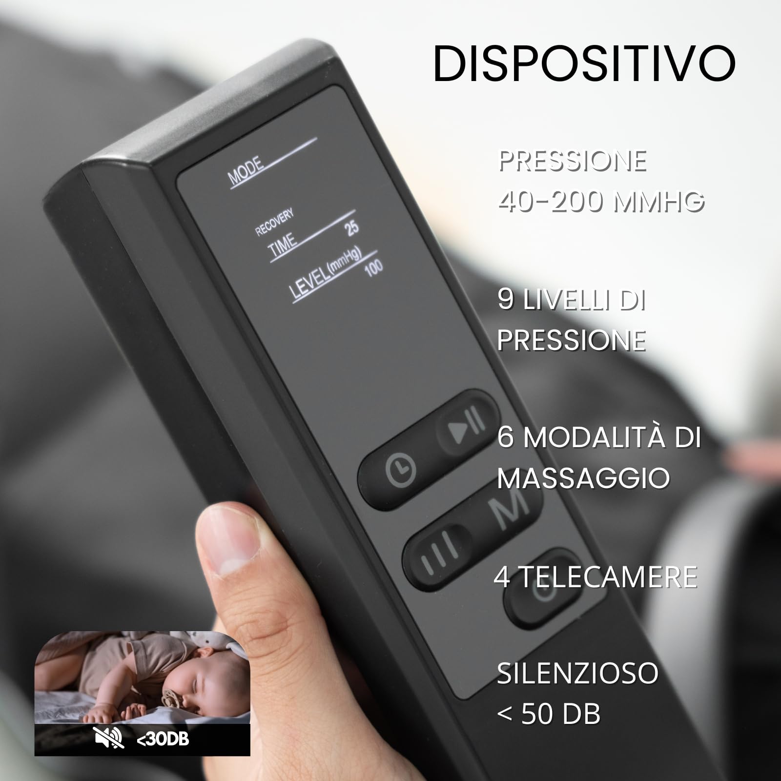 Pressoterapia a casa, massaggiatore per gambe e piedi stanchi per migliorare la circolazione, recupero muscolare, drenaggio linfatico, portatile con borsa (M:170-182cm)