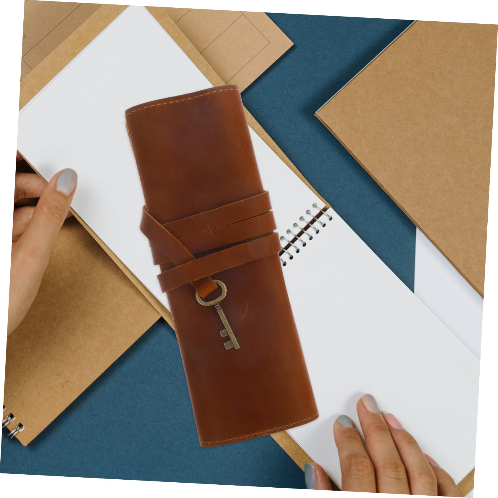 2piezas Bolsa Enrollable para Lápices De Piel De Caballo Retro Estuche De Almacenamiento De Bolígrafo Multifuncional Organizador De Lápices Bolsa para Bolígrafos Vintage
